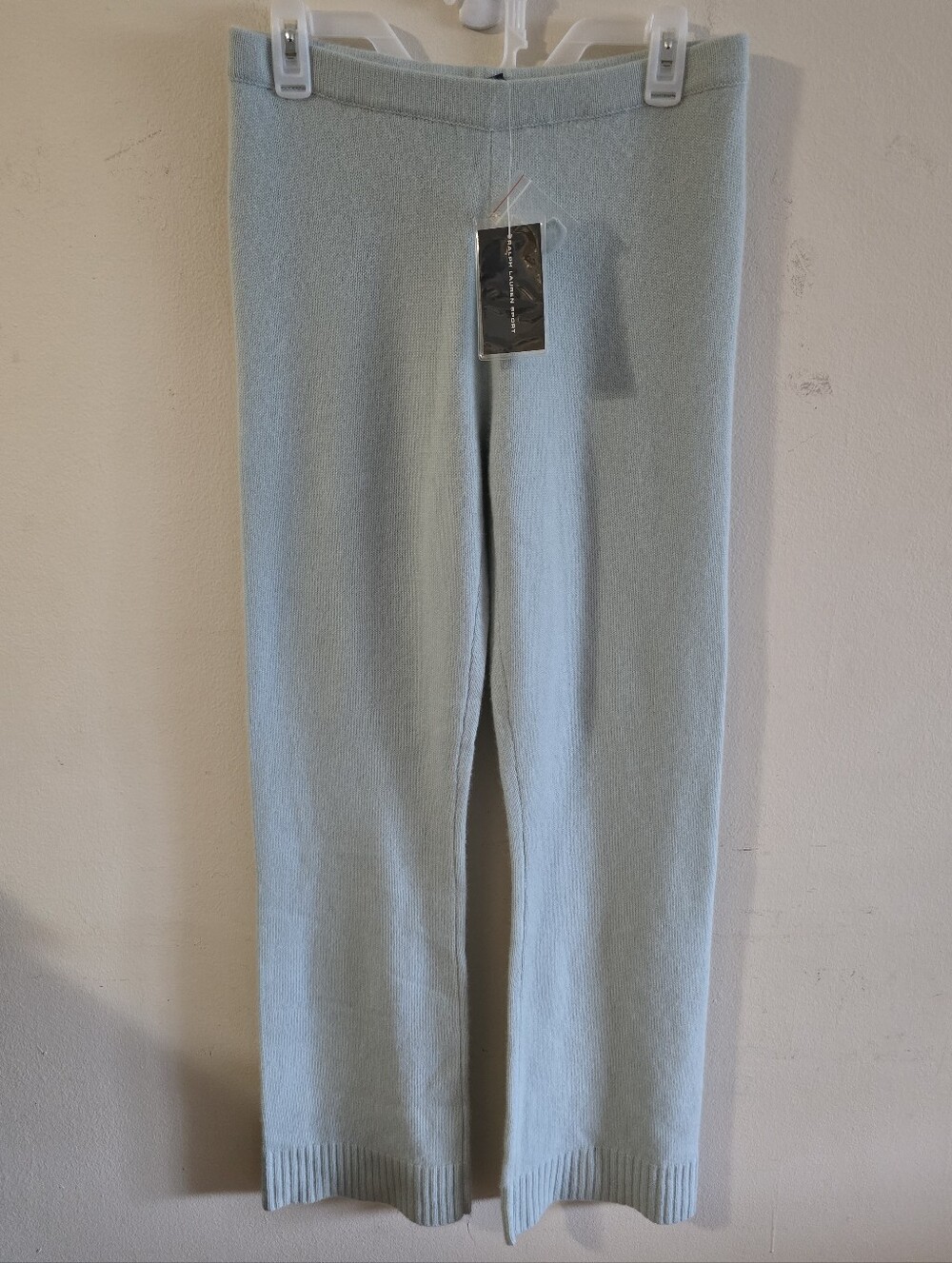 Ralph Lauren Sport 100% Cashmere Pants Women's M Blue Knit NWT Drawstring Luxury